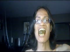 Nerdy guy eats his covers his face with shit after eating it